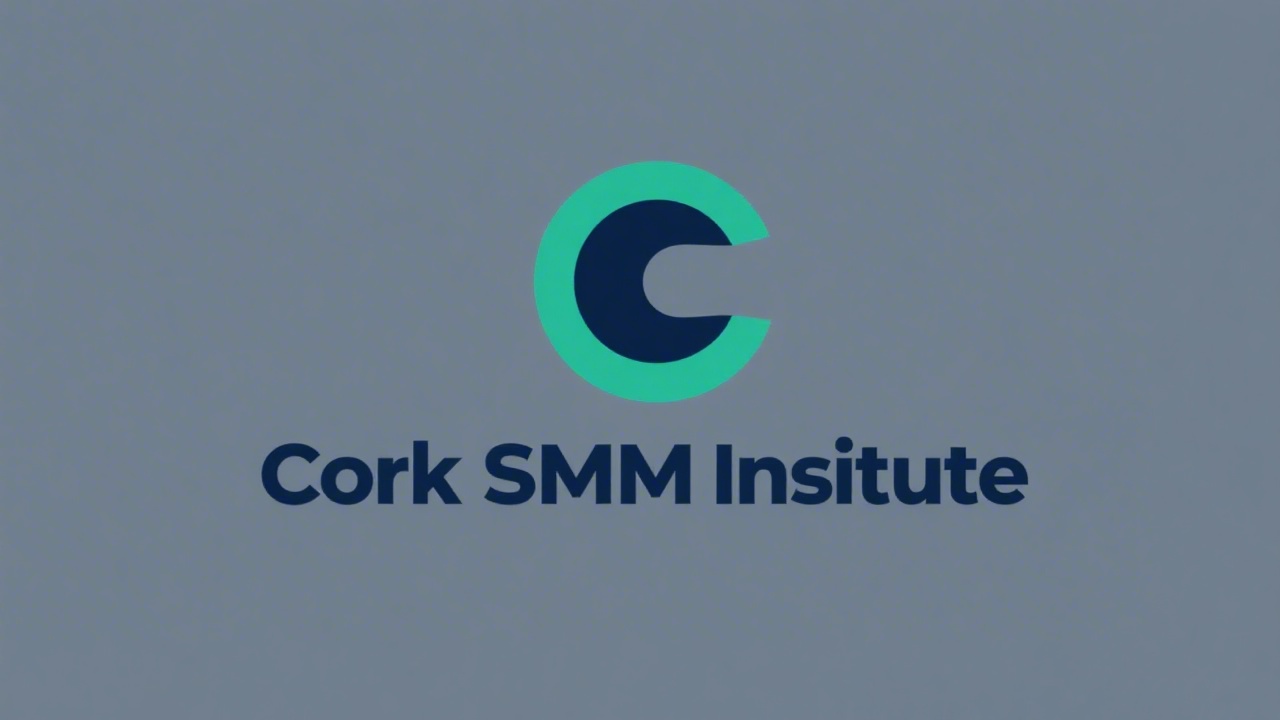 Simple geometric logo for Cork SMM Institute featuring clean sans-serif wordmark and a minimal circular mark in navy and emerald, designed for easy recognition and print use.